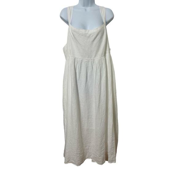 J.CREW Dresses & Skirts - J Crew Square Neck Linen Smocked Midi Dress Size 24 Pure White Coastal Lagom EUC